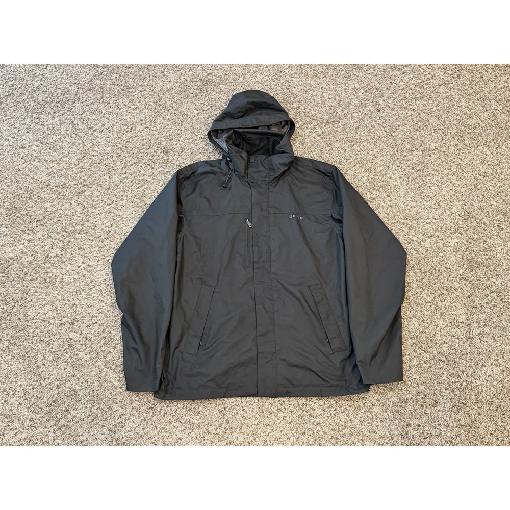 Orvis Mens Jacket Large Black Regular Fit Flat Front Fishing Full Zip